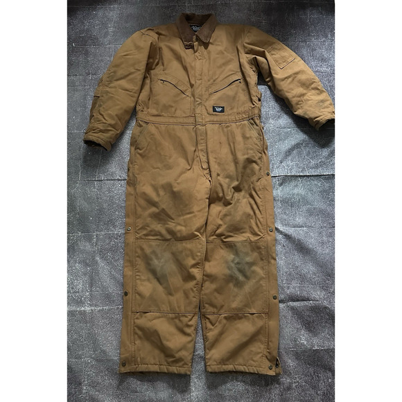 Men's Walls Blizzard Pruf Brown Quilted Insulated Canvas Work Coveralls Sz XL - Picture 1 of 7